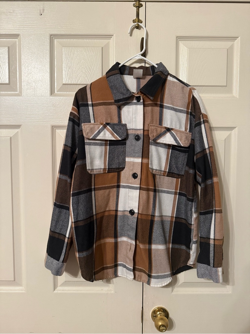 NOBO Brown Black White Plaid Button-Down Shirt